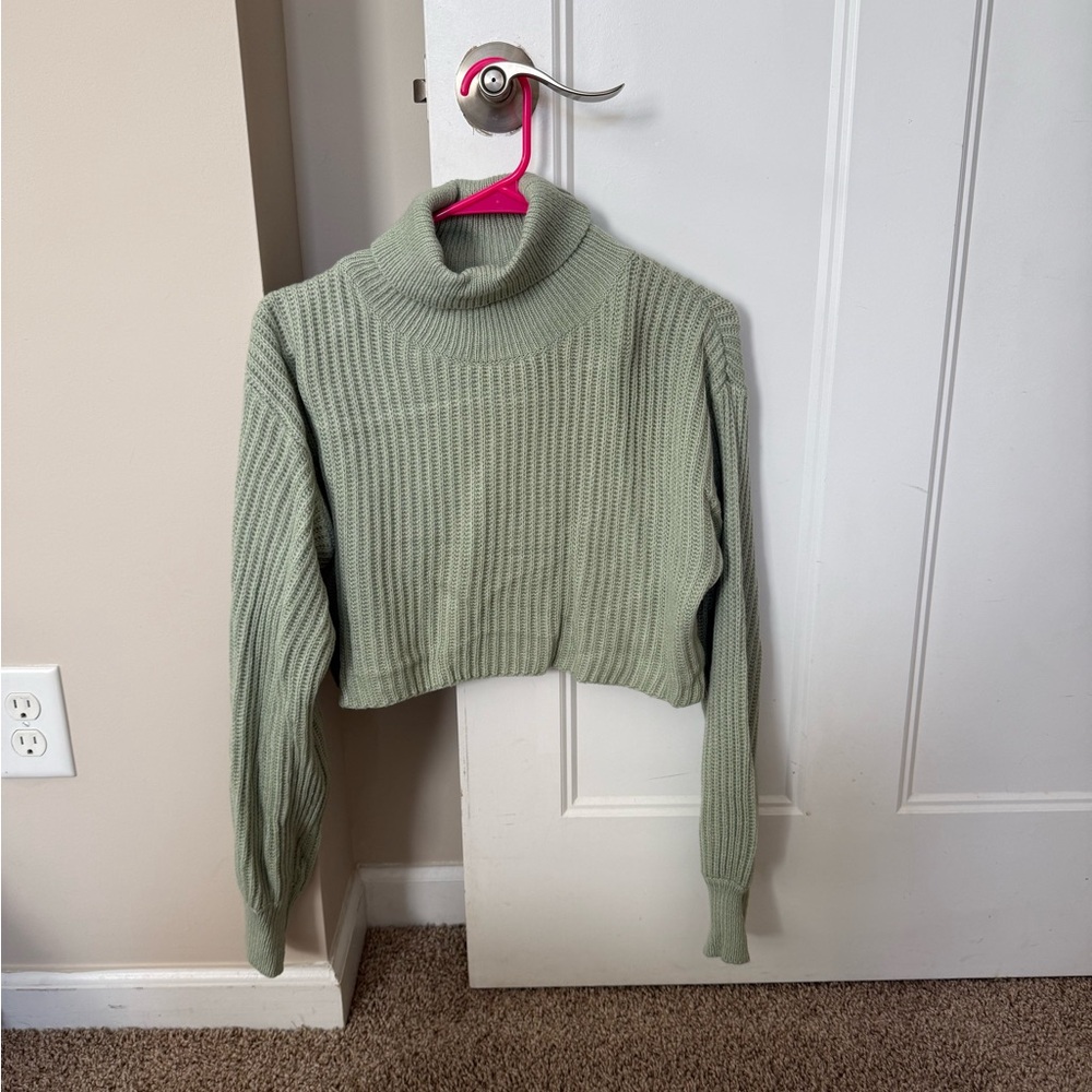 SHEIN Light Green Turtleneck Sweater